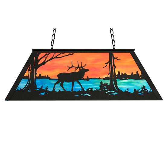 Meyda 33" Long Elk at Lake Oblong Pendant
