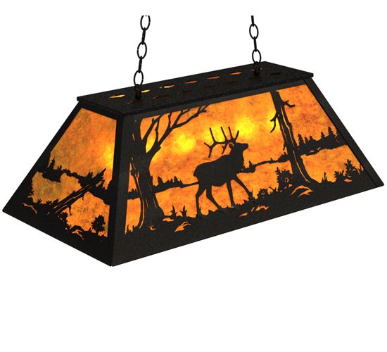 Meyda 33" Long Elk at Lake Oblong Pendant