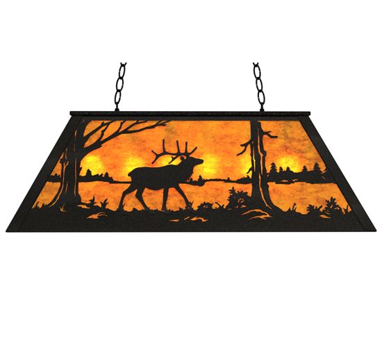 Meyda 33" Long Elk at Lake Oblong Pendant