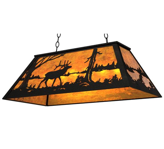 Meyda 33" Long Elk at Lake Oblong Pendant