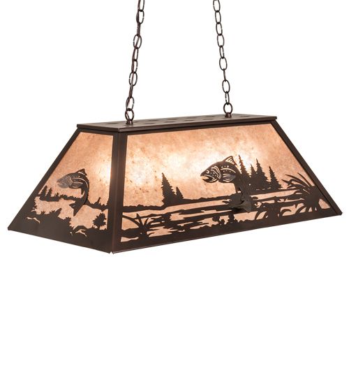 Meyda 33" Long Leaping Trout Oblong Pendant