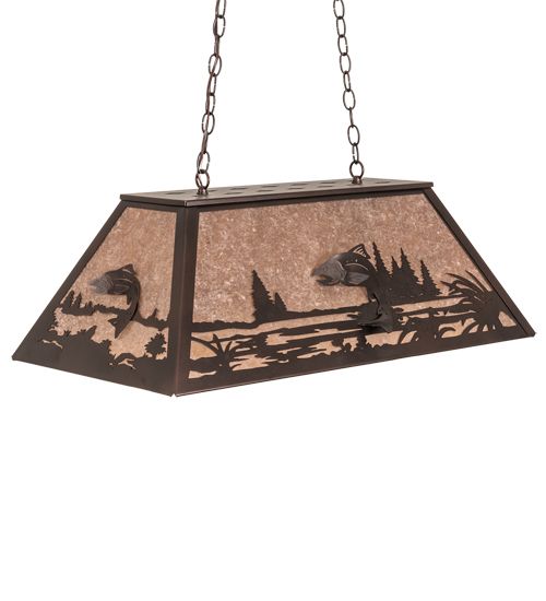 Meyda 33" Long Leaping Trout Oblong Pendant