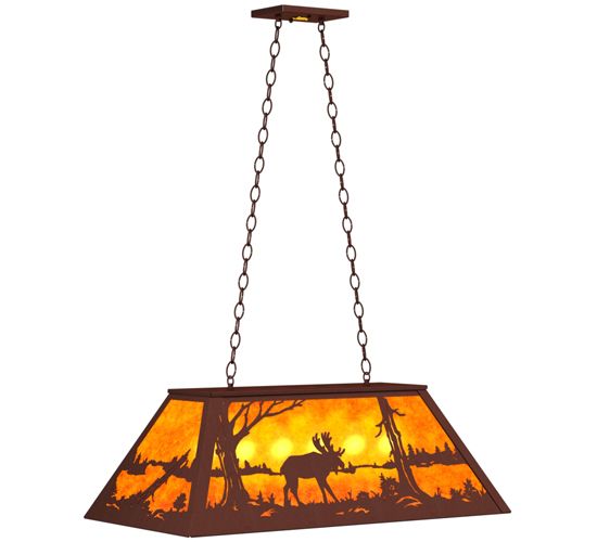 Meyda 33" Long Moose at Lake Oblong Pendant