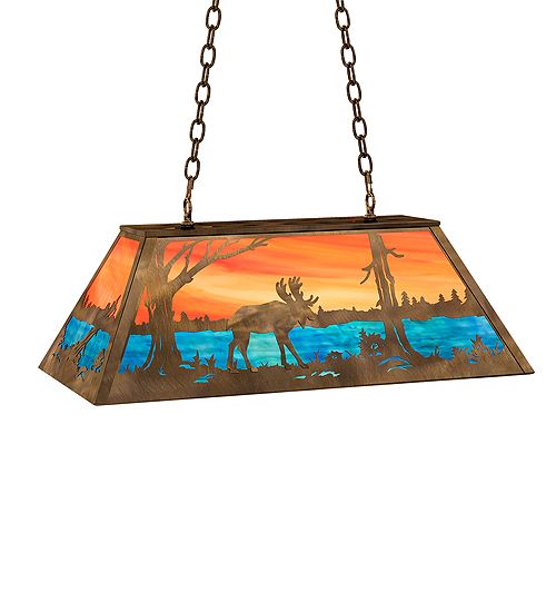 Meyda 33" Long Moose at Lake Oblong Pendant