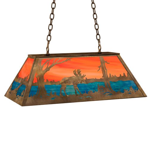 Meyda 33" Long Moose at Lake Oblong Pendant