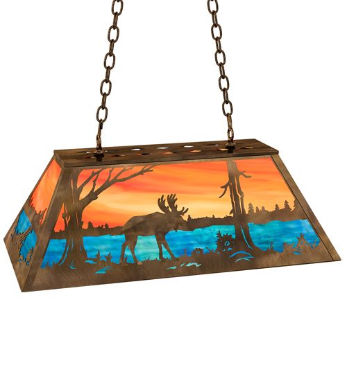 Meyda 33" Long Moose at Lake Oblong Pendant