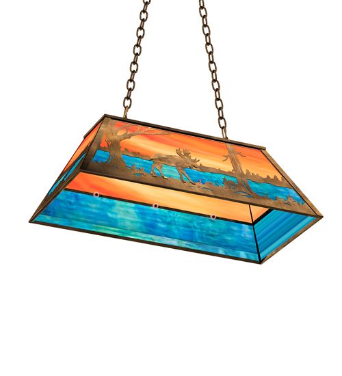 Meyda 33" Long Moose at Lake Oblong Pendant