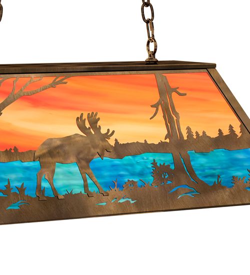 Meyda 33" Long Moose at Lake Oblong Pendant
