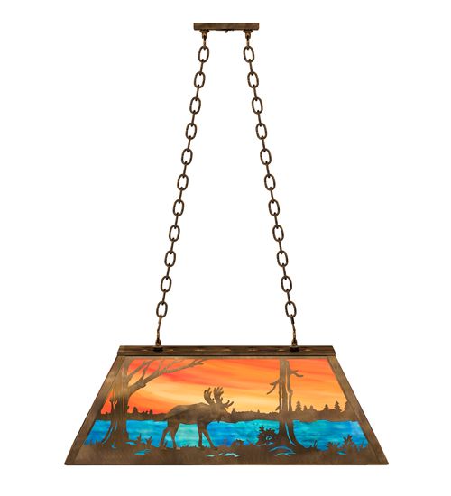 Meyda 33" Long Moose at Lake Oblong Pendant