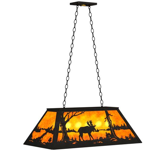 Meyda 33" Long Moose at Lake Oblong Pendant