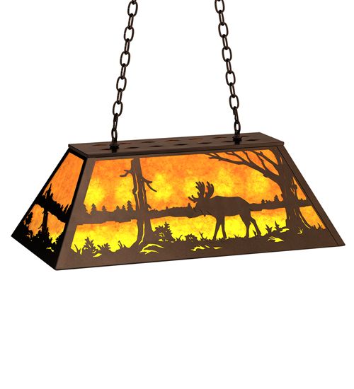 Meyda 33" Long Moose at Lake Oblong Pendant