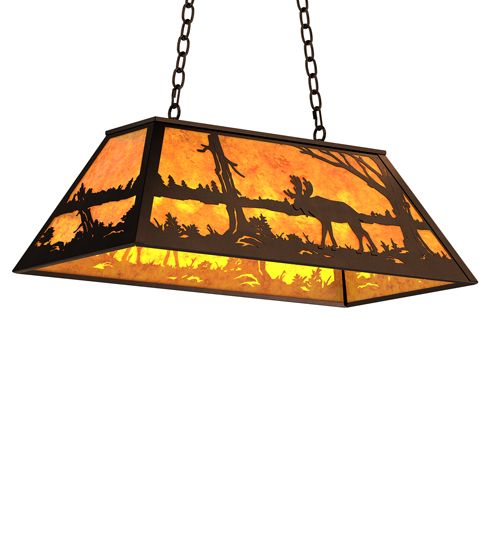 Meyda 33" Long Moose at Lake Oblong Pendant
