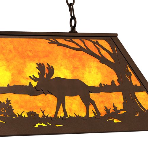 Meyda 33" Long Moose at Lake Oblong Pendant