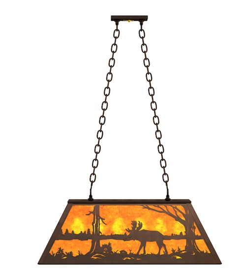 Meyda 33" Long Moose at Lake Oblong Pendant