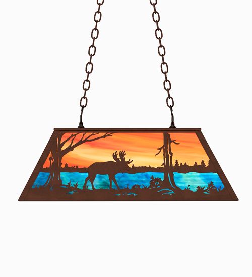 Meyda 33" Long Moose at Lake Oblong Pendant