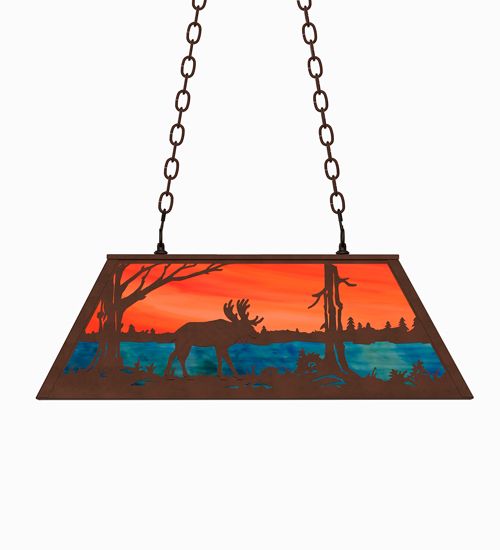Meyda 33" Long Moose at Lake Oblong Pendant