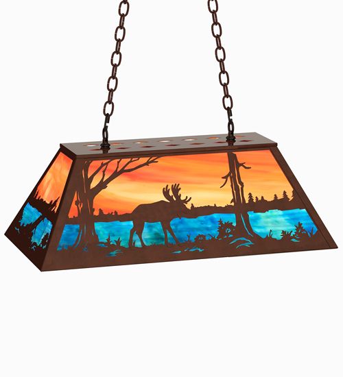 Meyda 33" Long Moose at Lake Oblong Pendant