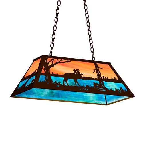 Meyda 33" Long Moose at Lake Oblong Pendant
