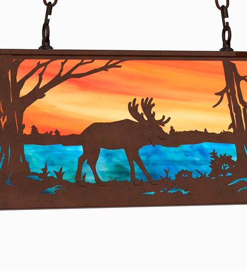 Meyda 33" Long Moose at Lake Oblong Pendant