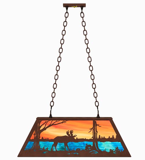 Meyda 33" Long Moose at Lake Oblong Pendant