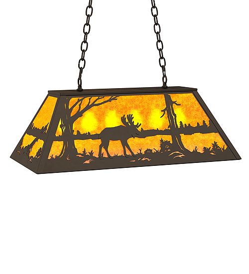 Meyda 33" Long Moose at Lake Oblong Pendant
