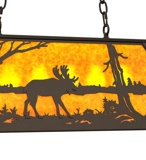 Meyda 33" Long Moose at Lake Oblong Pendant