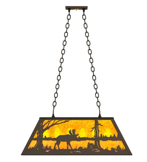 Meyda 33" Long Moose at Lake Oblong Pendant