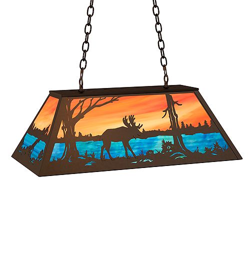 Meyda 33" Long Moose at Lake Oblong Pendant