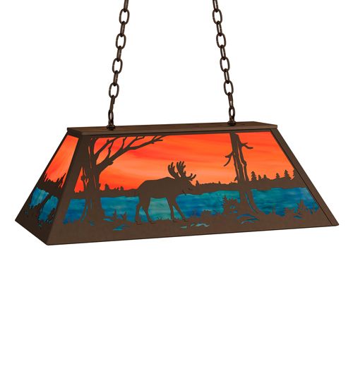 Meyda 33" Long Moose at Lake Oblong Pendant