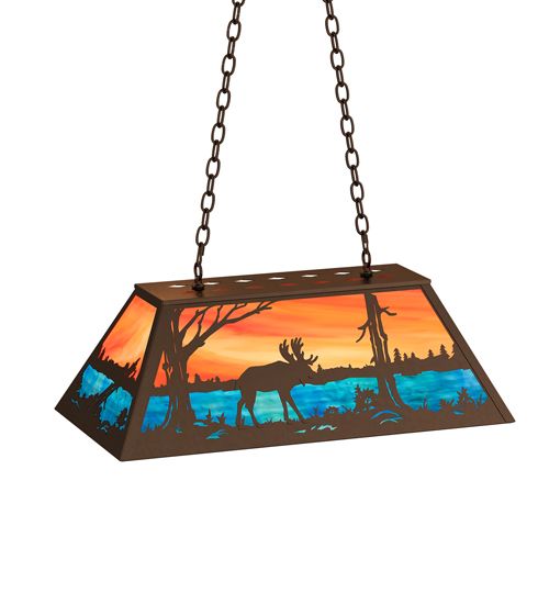 Meyda 33" Long Moose at Lake Oblong Pendant
