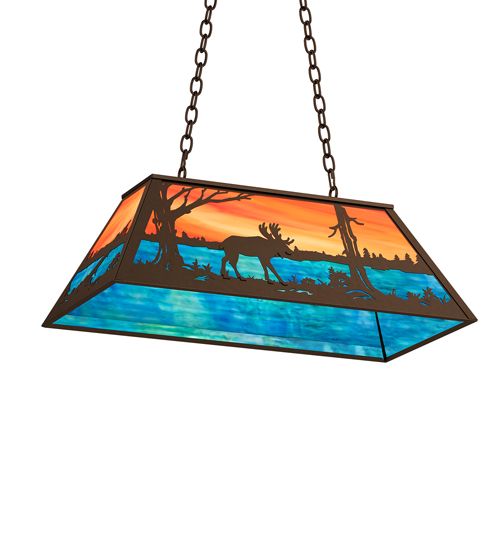 Meyda 33" Long Moose at Lake Oblong Pendant