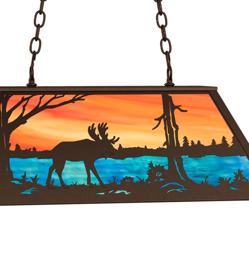 Meyda 33" Long Moose at Lake Oblong Pendant