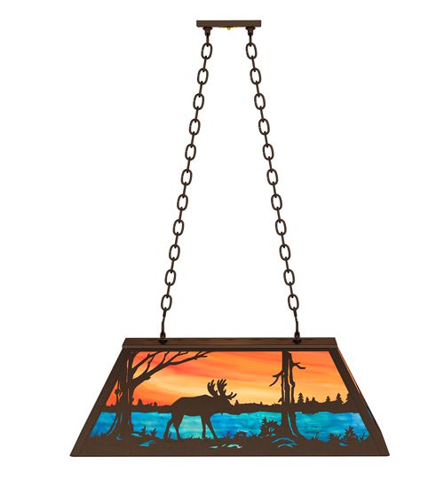 Meyda 33" Long Moose at Lake Oblong Pendant