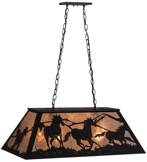 Meyda 33" Long Running Horses Oblong Pendant