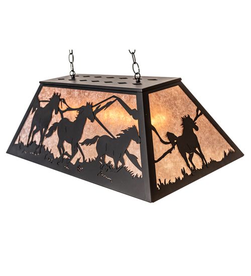Meyda 33" Long Running Horses Oblong Pendant