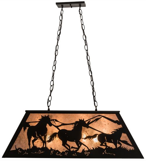 Meyda 33" Long Running Horses Oblong Pendant