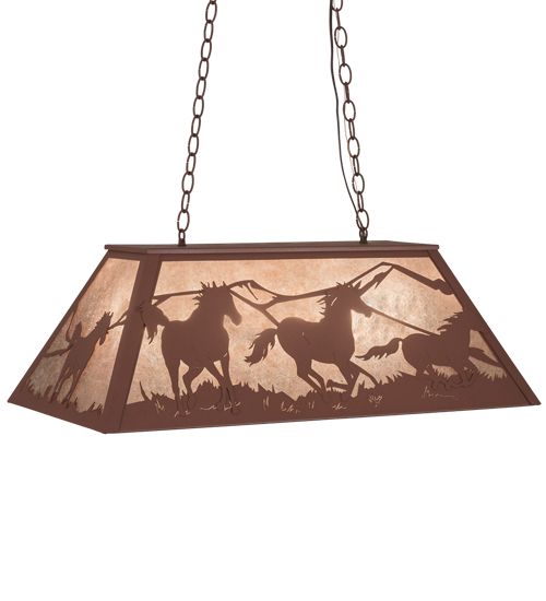 Meyda 33" Long Running Horses Oblong Pendant