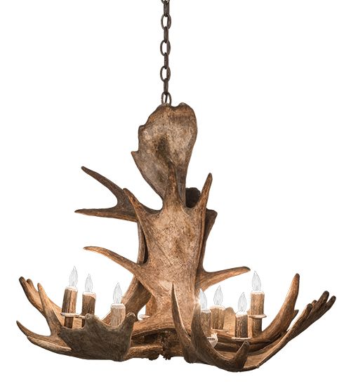 Meyda 33" Wide Antlers Moose 10 Light Chandelier