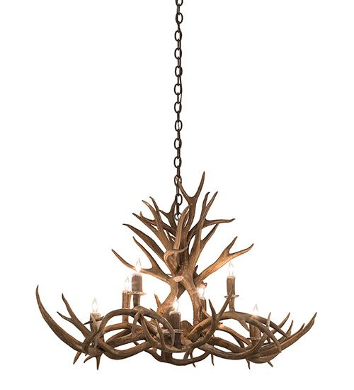 Meyda 39" Long Antlers 8 Light Oblong Chandelier