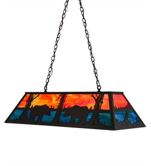 Meyda 48"L Bear at Lake Oblong Pendant