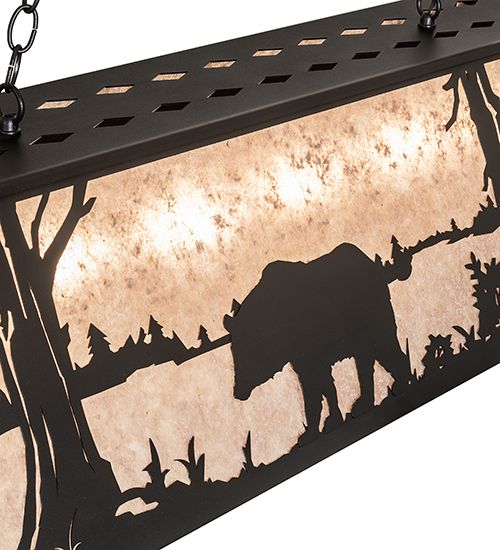 Meyda 48"L Bear at Lake Oblong Pendant