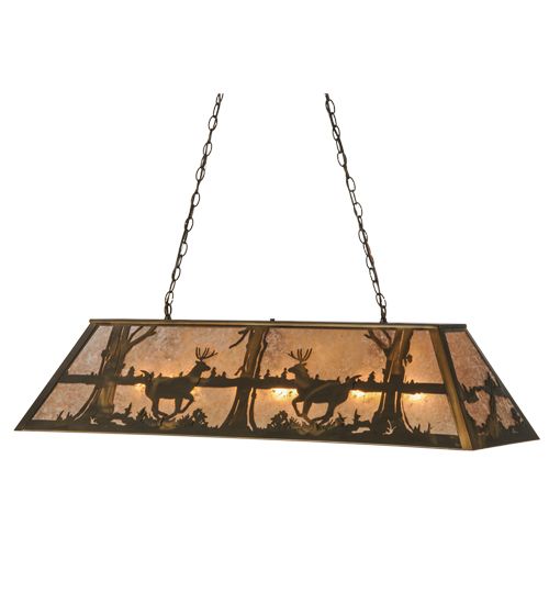 Meyda 48"L Deer at Lake Oblong Pendant