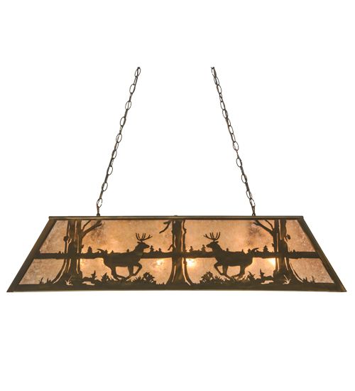 Meyda 48"L Deer at Lake Oblong Pendant