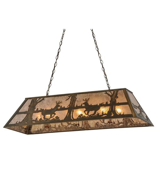 Meyda 48"L Deer at Lake Oblong Pendant