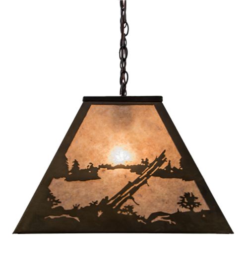 Meyda 48"L Deer at Lake Oblong Pendant