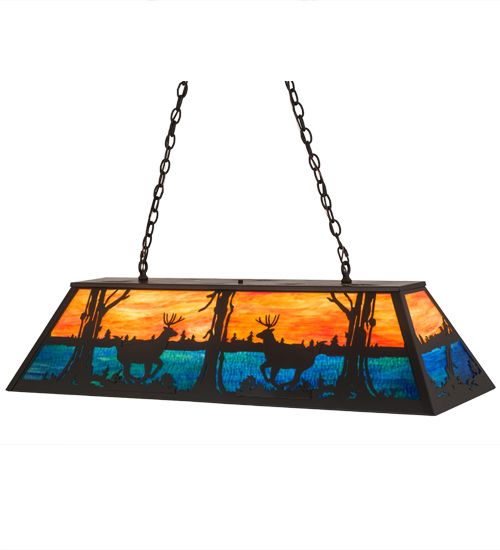 Meyda 48"L Deer at Lake Oblong Pendant