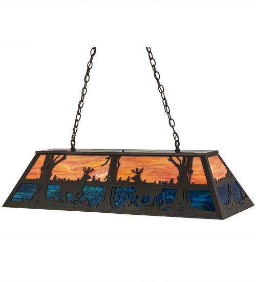 Meyda 48"L Deer at Lake Oblong Pendant