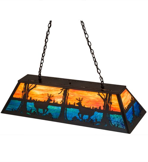 Meyda 48"L Deer at Lake Oblong Pendant
