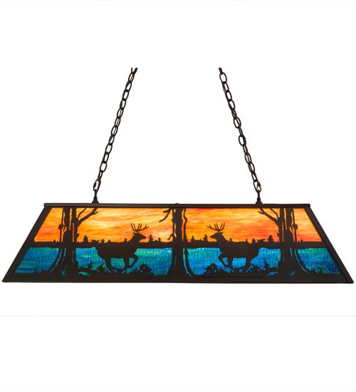 Meyda 48"L Deer at Lake Oblong Pendant