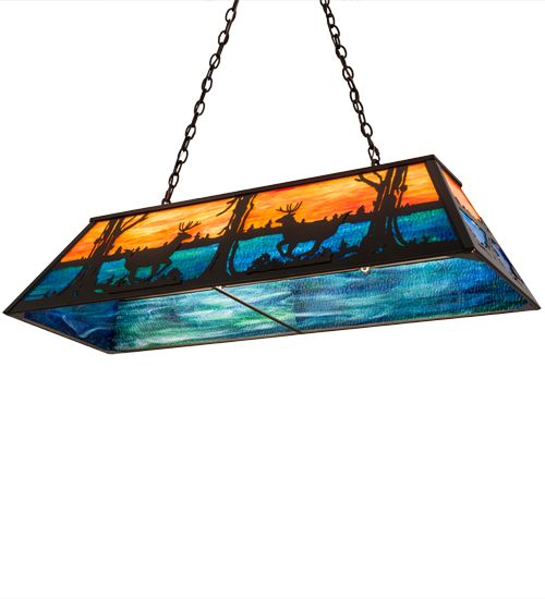 Meyda 48"L Deer at Lake Oblong Pendant